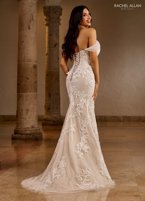 Rachel Allan RB5039 Off-The-Shoulder Plunging Neck Bridal Dress