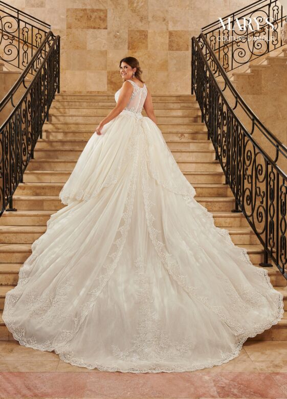 Rachel Allan 6364 Illusion Back Petal Train Bridal Gown