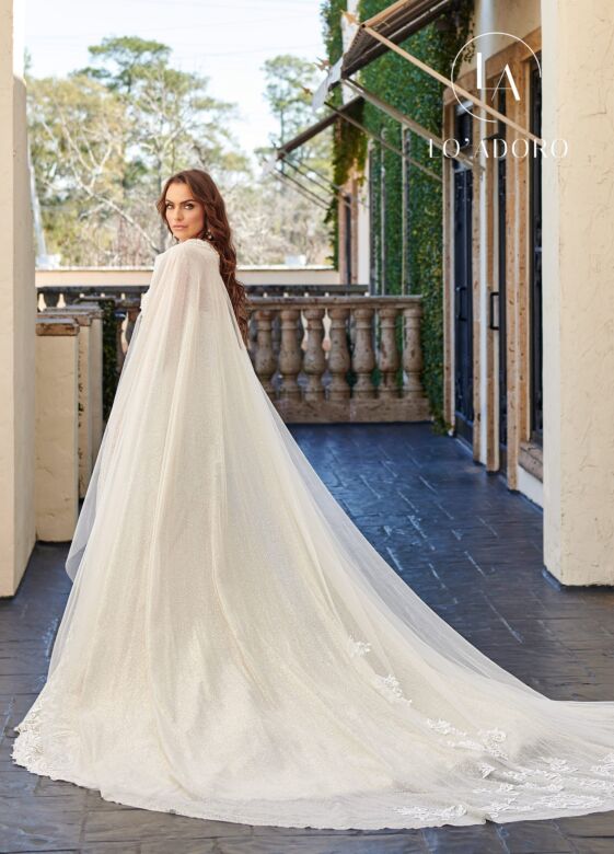 Rachel Allan M781 Matching Cape Strapless Mermaid Wedding Gown