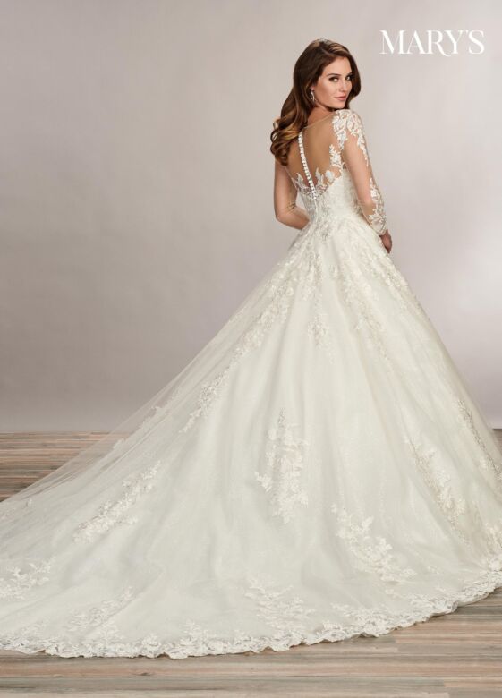 Rachel Allan MB3079 Sheer Back Illusion Bateau Neck Bridal Dress