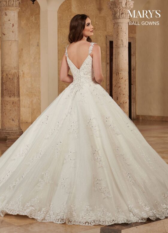 Rachel Allan MB6084 Scallop Lace Hem V-Neck Bridal Dress