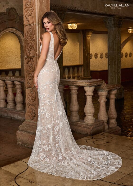 Rachel Allan RB2201 V-Back Illusion Side Sleeveless Bridal Dress