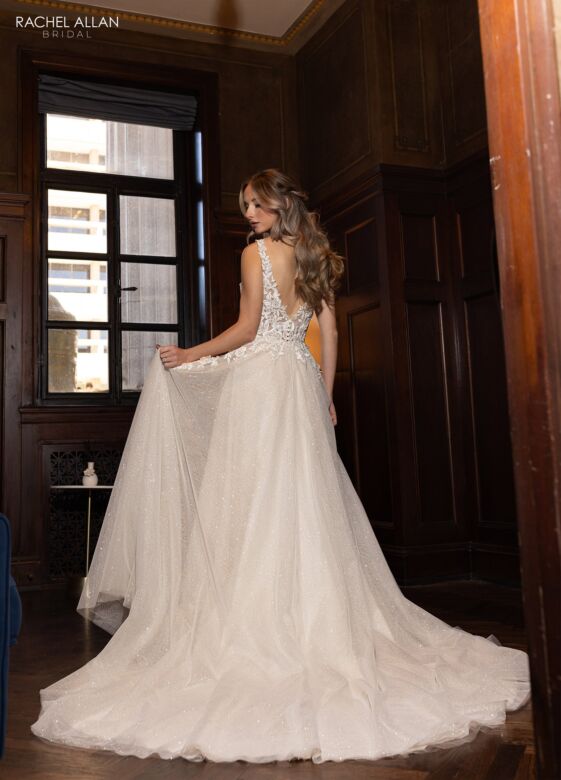 Rachel Allan RB3222 V-Neck Sleeveless A-Line Wedding Gown