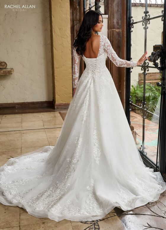 Rachel Allan RB4206 A-Line Illusion Long Sleeve Bridal Dress