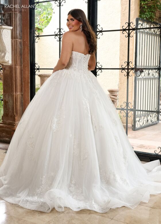 Rachel Allan RB6163 Bishop Sleeve Sweetheart Neck Bridal Gown