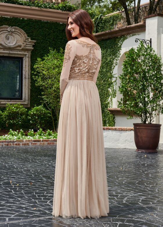 Rachel Allan RB8111 Scoop Neckline Embellished Top Dress
