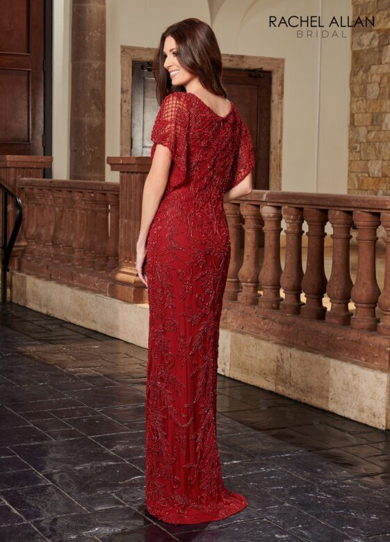 Rachel Allan RB8114 Flutter Sleeves Scoop Neck Dress