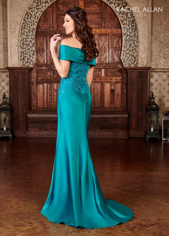 Rachel Allan RB8123 Portrait Neckline Lace Top Dress
