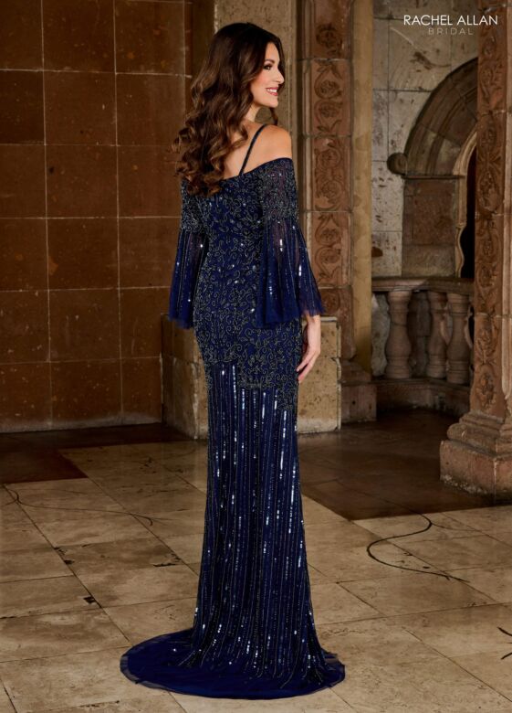 Rachel Allan RB8134 Bell Sleeves Off The Shoulder Dress