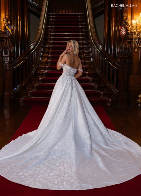 Rachel Allan RB5122 Off The Shoulder Brocade Bridal Dress