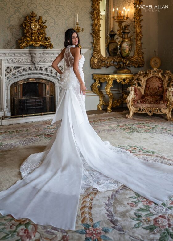 Rachel Allan RB5125 Choker Neck Illusion Back Bridal Dress