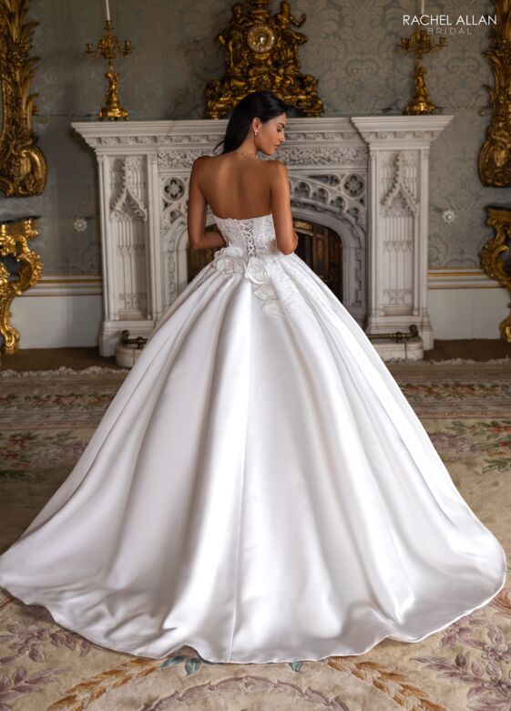 Rachel Allan RB6195 Strapless Embroidered Bodice Satin Bridal Gown