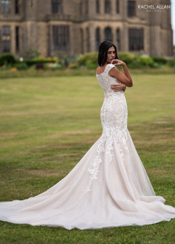 Rachel Allan RB7020 Cap Sleeve Lace Applique Mermaid Bridal Gown