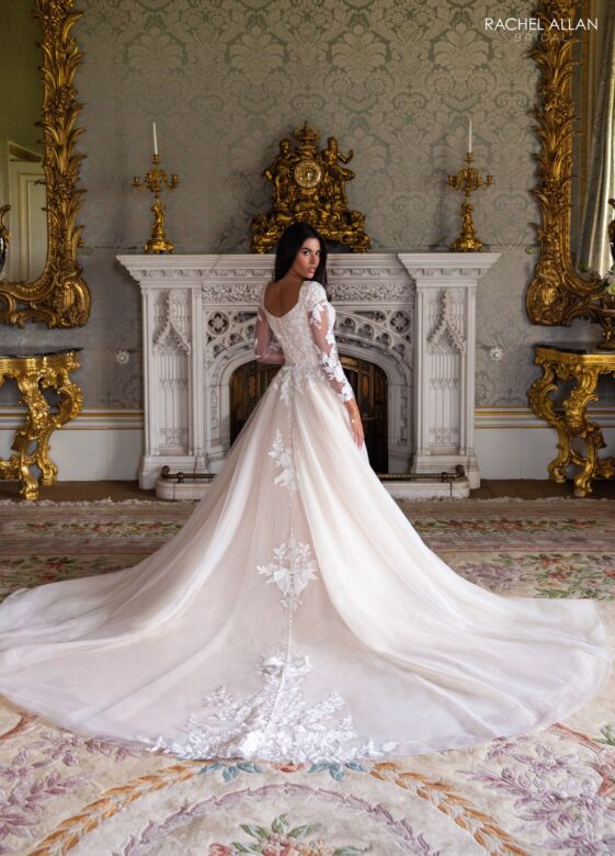 Rachel Allan RB7026 Long Sleeve Scoop Neck Bridal Gown