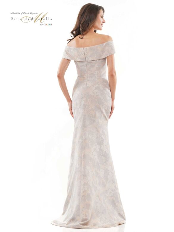 Rina Di Montella RD2937 Off The Shoulder Jacquard Dress