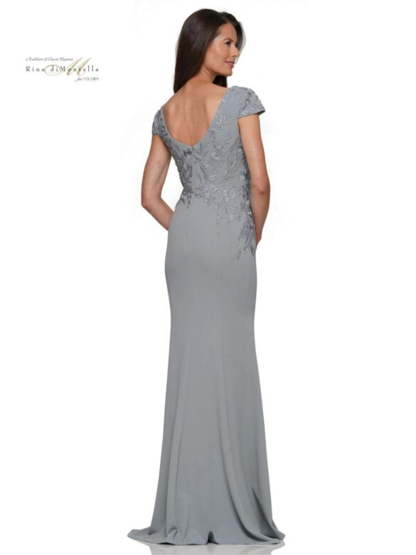 Rina Di Montella RD2960 Embroidered Bodice V-Neck Dress