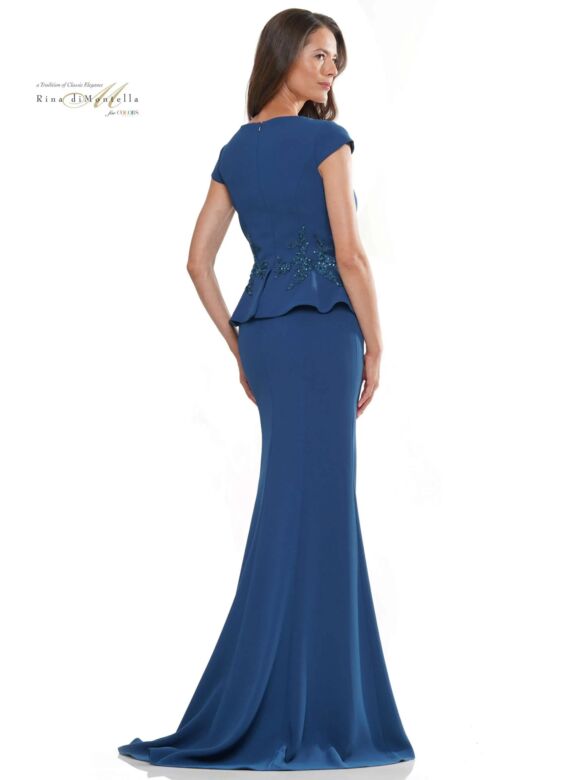 Rina Di Montella RD2971 Cap Sleeves Peplum Dress