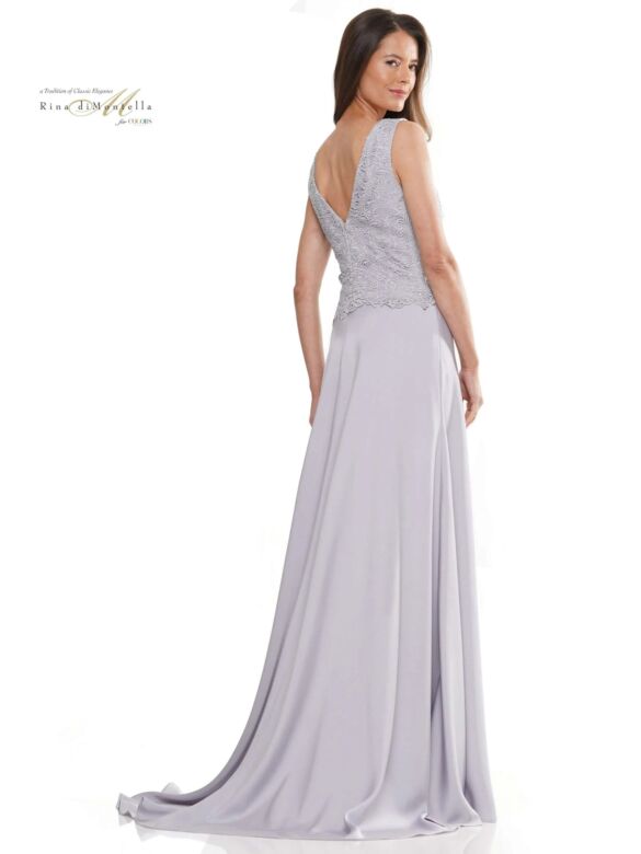 Rina Di Montella RD2973 Lace Bodice Bateau Neck Dress