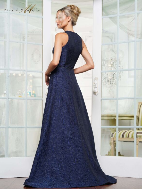 Rina Di Montella RD3121 V-Neck Removable Shawl A-Line Dress