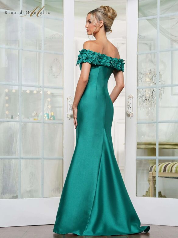 Rina Di Montella RD3254 Floral Off-The-Shoulder Mikado Mermaid Dress