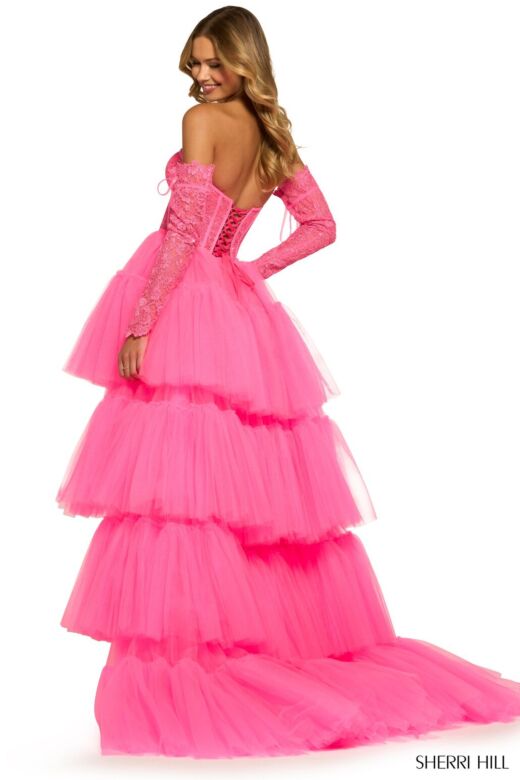 Sherri Hill 55453 Layered Skirt High Low Dress