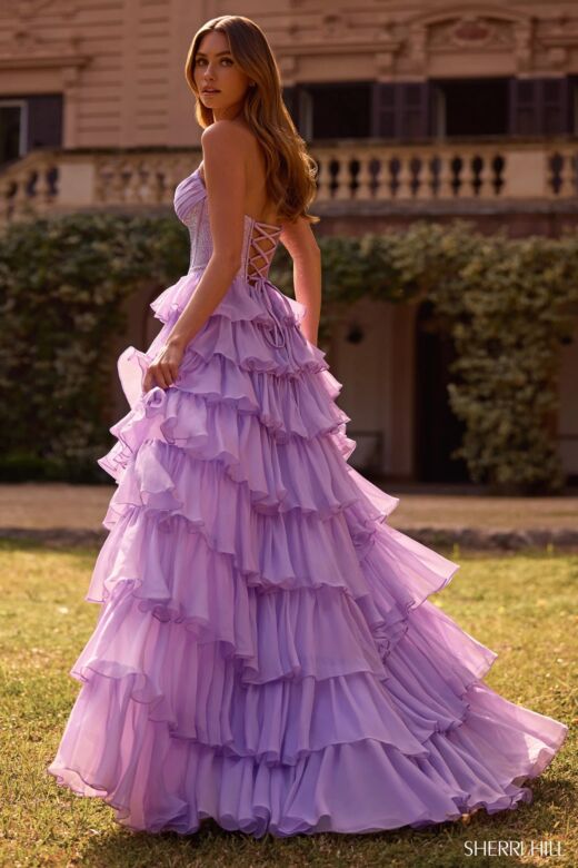 Sherri Hill 57288 Tiered Skirt Strapless Dress