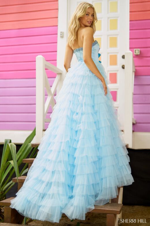 Sherri Hill 56012 Front Bows Ruffle Skirt Dress