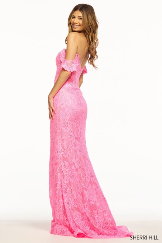 Sherri Hill 56064 Off The Shoulder Lace Dress