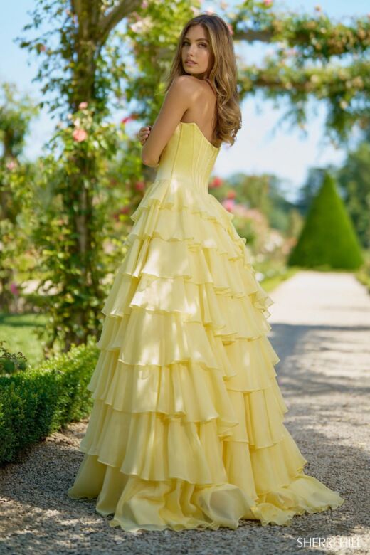 Sherri Hill 56911 Basque Waist Ruffle Skirt Dress
