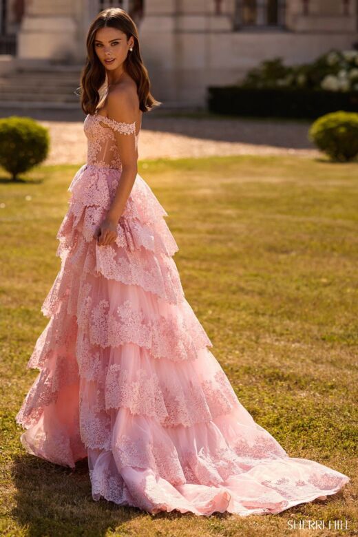 Sherri Hill 57699 Ruffle Skirt Off The Shoulder Dress