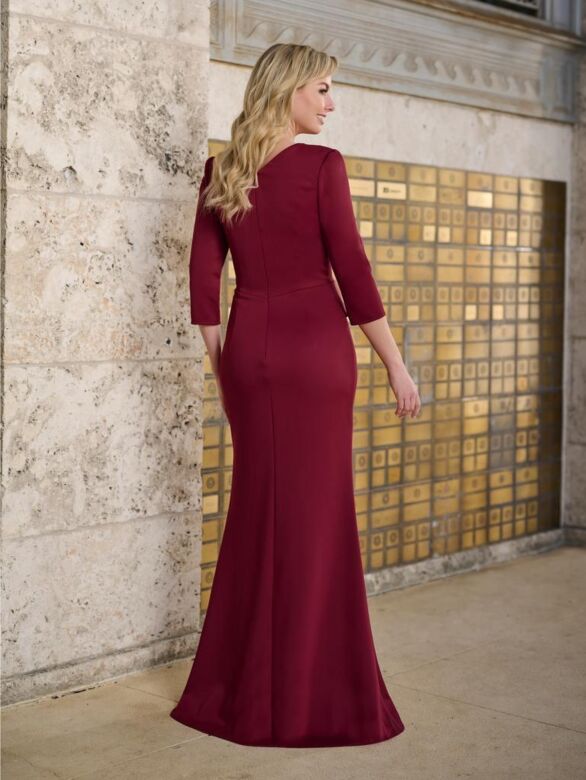 Christina Wu 17176 Asymmetric Peplum V-Neck Mother Of The Bride Dress