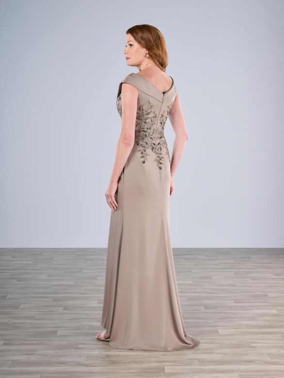 Christina Wu 17185 Portrait Neck Beaded Lace Bodice Dress