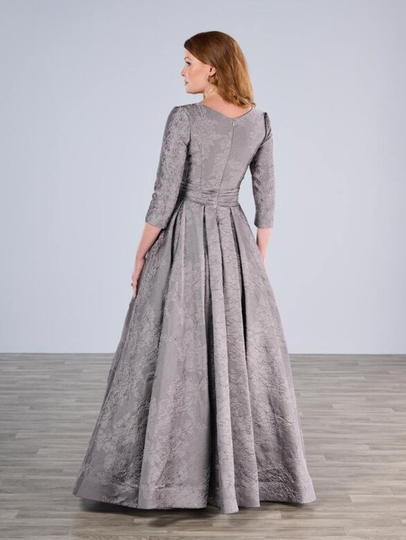 Christina Wu 17193 Pleated Skirt Three-Quarter Sleeve Dress