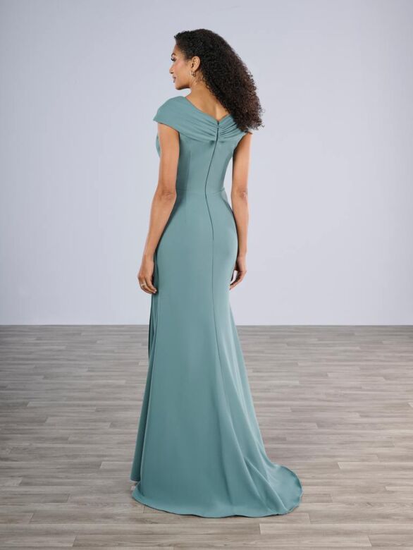 Christina Wu 17195 Cap Sleeve Pleated V-Neck Dress
