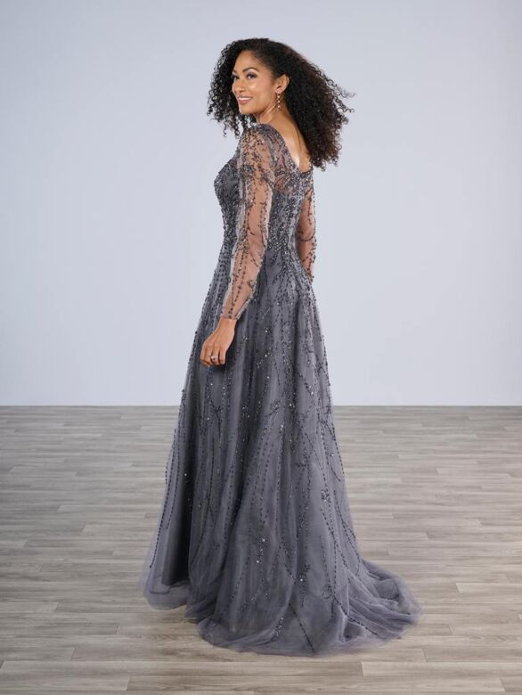 Christina Wu 17197 Illusion Sleeve Beaded A-Line Dress