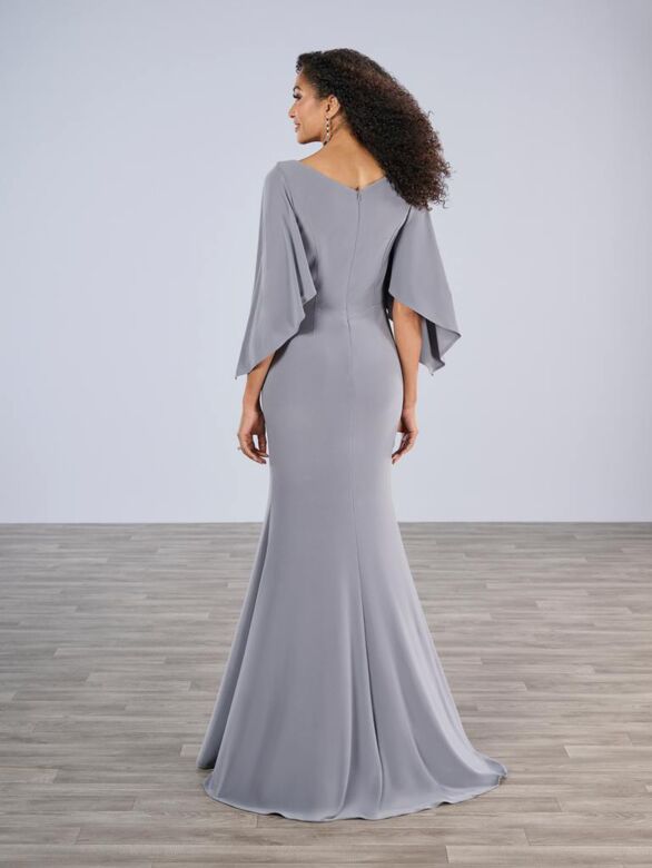 Christina Wu 17199 Cape Sleeve V-Neck Dress