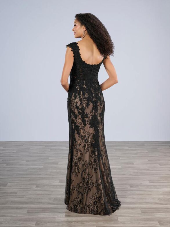 Christina Wu 17203 Scoop Back Cap Sleeve Lace Dress