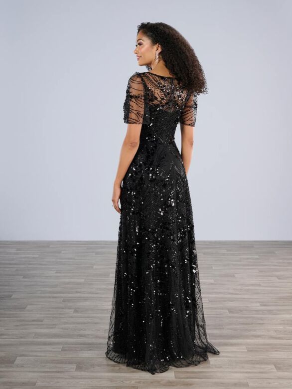 Christina Wu 17207 Beaded A-Line Short Sleeve Dress