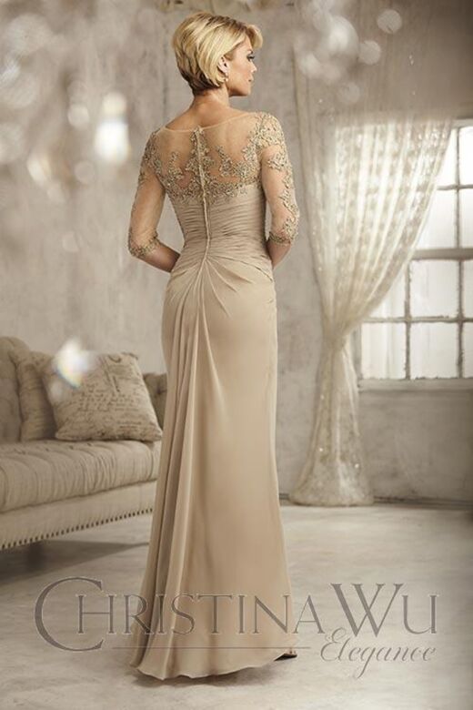 Christina Wu 17823 Illusion Sleeve Lace Bodice Dress