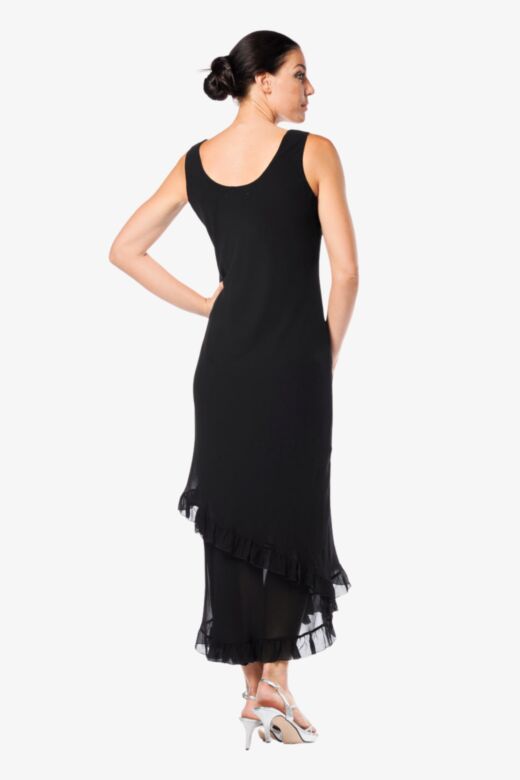 Soulmates S1200 Ruffle Skirt Black Chiffon Dress