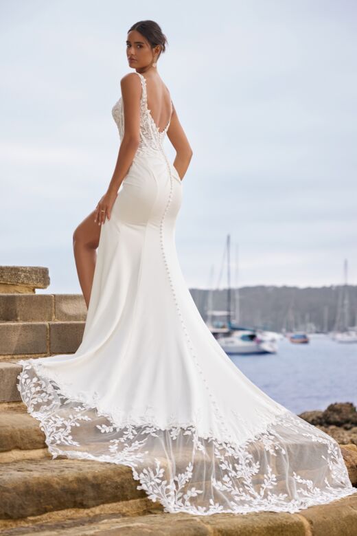 Sophia Tolli Y3203 Tyra Lace Train Ruched Derriere Wedding Dress