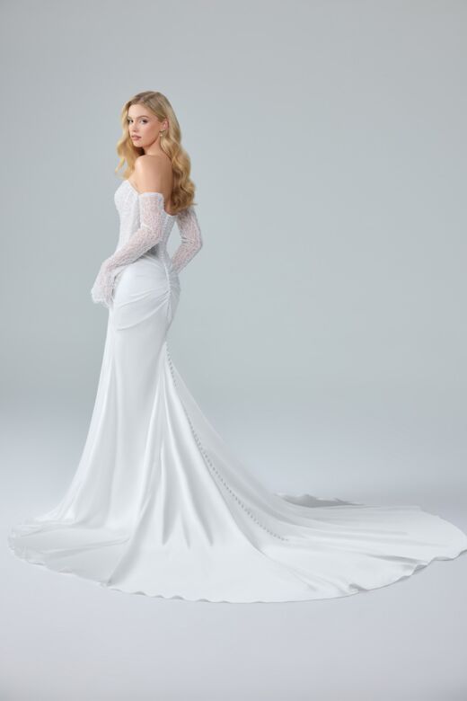 Sophia Tolli Y3241 Angelica Illusion Corset Draped Satin Wedding Dress