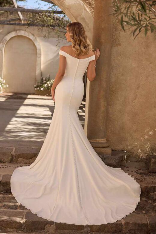 Sophia Tolli Y3147 Sage Off-The-Shoulder Back Button Bridal Dress