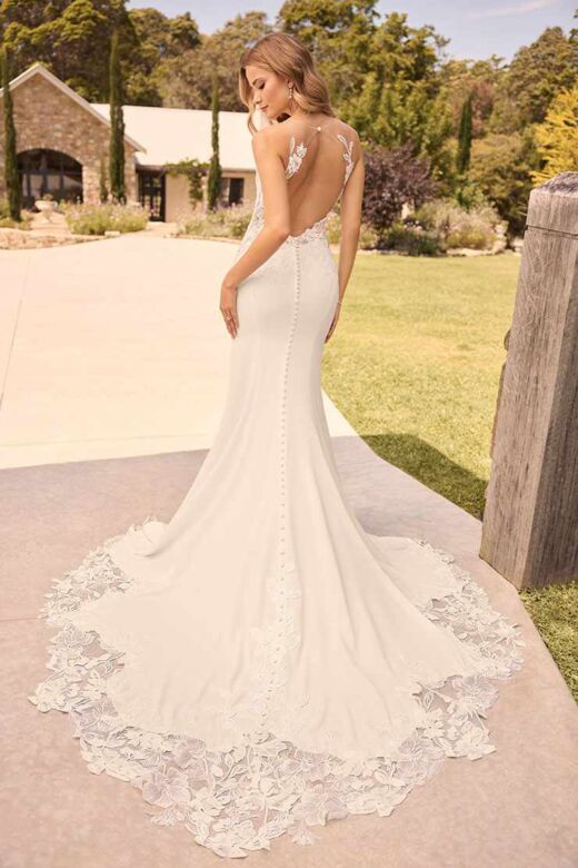 Sophia Tolli Y3161 Coral Cutout Back Lace Train Wedding Dress