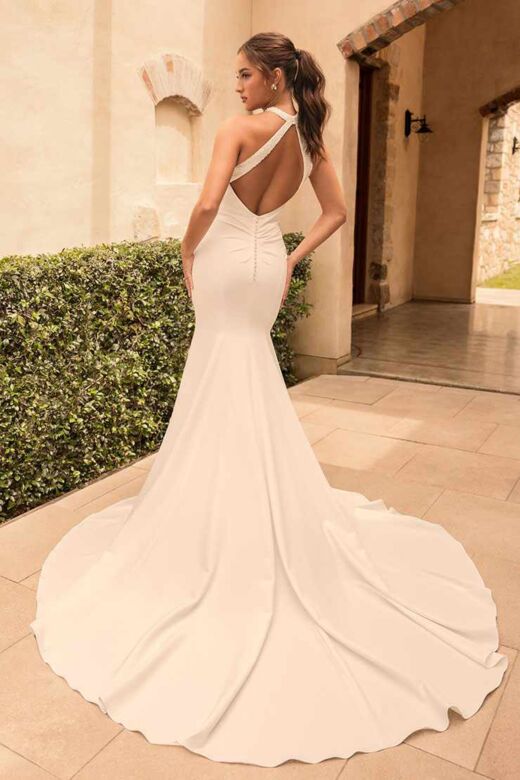 Sophia Tolli Y3174 Vegas Halter Neck Beaded Cutout Back Wedding Gown