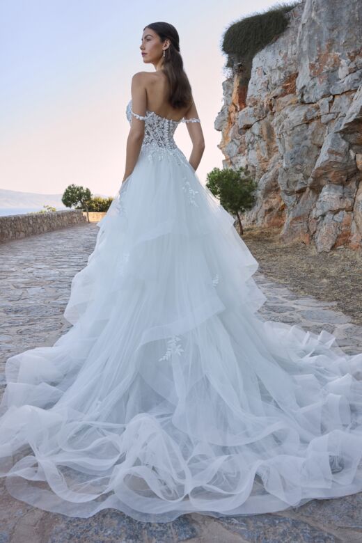 Sophia Tolli Y3186 Tia Off-The-Shoulder Flounce Skirt Wedding Dress