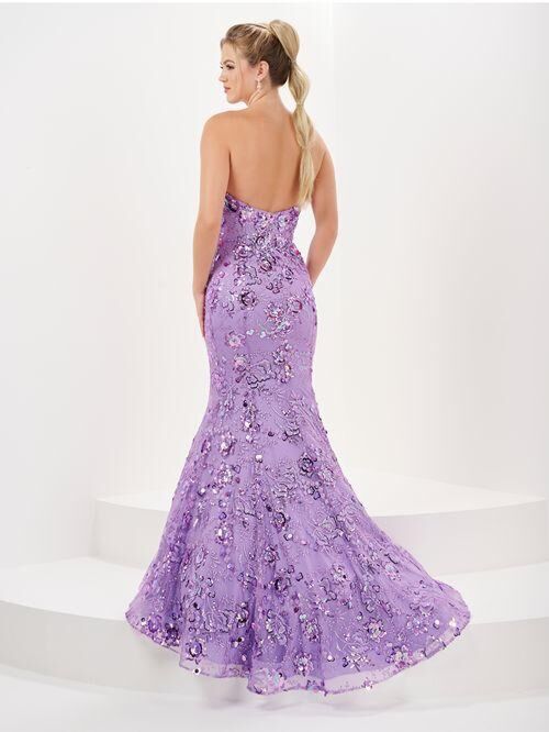 Tiffany Designs 16052 Floral Sequin Strapless Sweetheart Dress