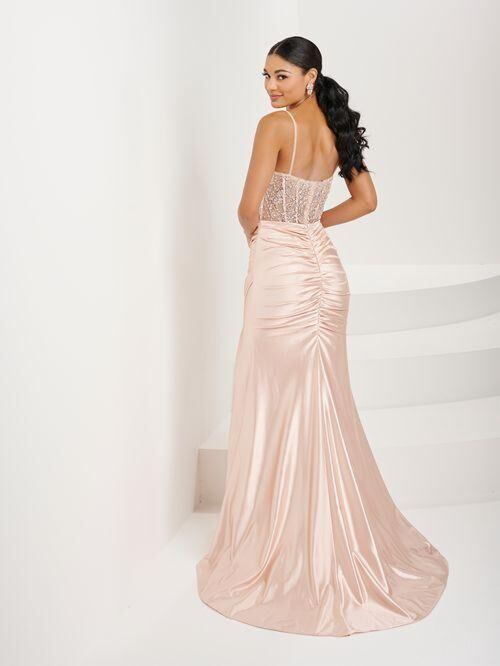 Tiffany Designs 16078 Beaded Corset Slit Skirt Dress
