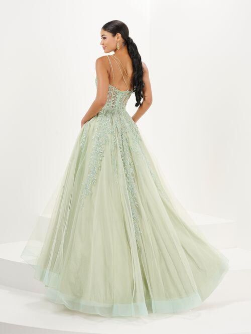 Tiffany Designs 16096 Sheer Corset One Shoulder Dress - Stock Only