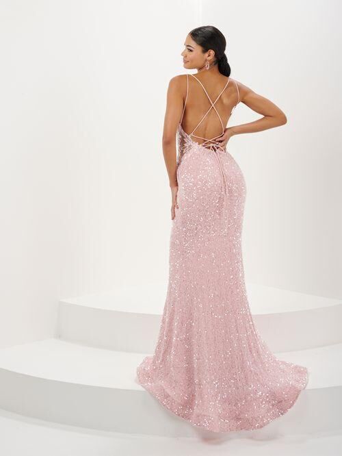 Tiffany Designs 16110 Sequin Skirt Lace Bodice Dress